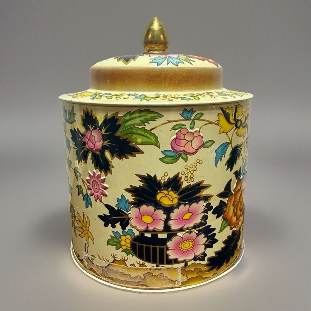 Vintage Riley's Toffee Brothers Halifax England Tin Floral Square